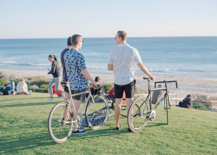 Bike riders at the beach in Perth Alvin Balemesa